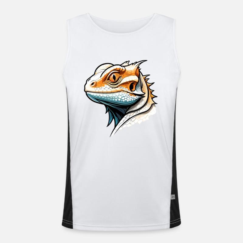 Lizard in comic style Men's Functional Contrast Tank Top 