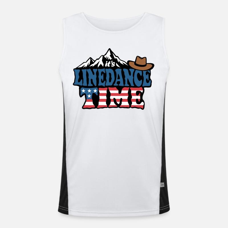 It's linedance time, Linedancing, Country Fan - Men's Functional Contrast Tank Top - white/black