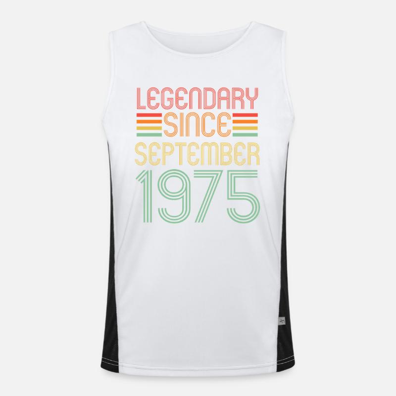 Legendary since September 1975 Geburtstag Geschenk Funktionelles Kontrast-Tank Top für Männer 