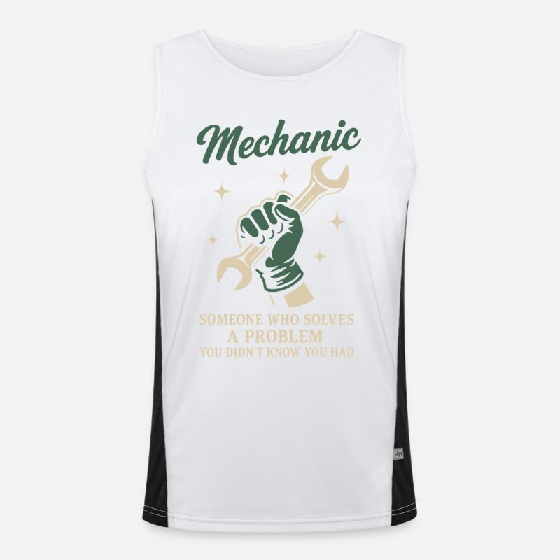 Mechanic Problem Solver Garage Funny Saying Men's Functional Contrast Tank Top 