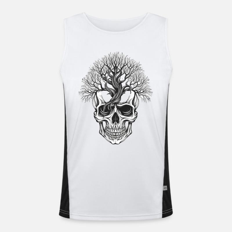 Forest Tree Skull Art Design Men's Functional Contrast Tank Top 
