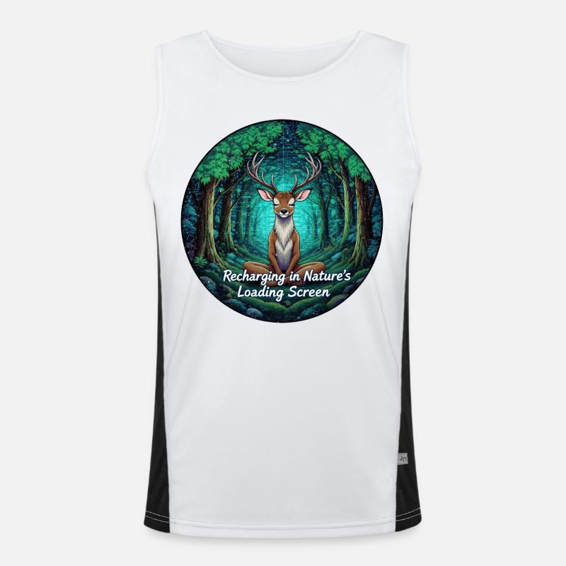 Mystischer Waldhirsch mit Ladebildschirm Funktionelles Kontrast-Tank Top für Männer 