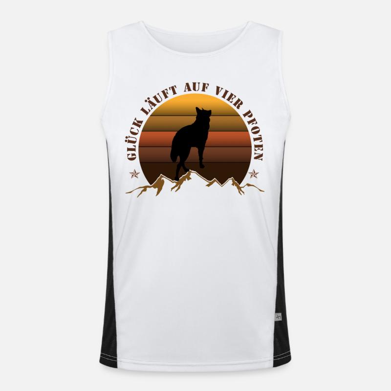 Evening wolf on mountain backdrop Men's Functional Contrast Tank Top 