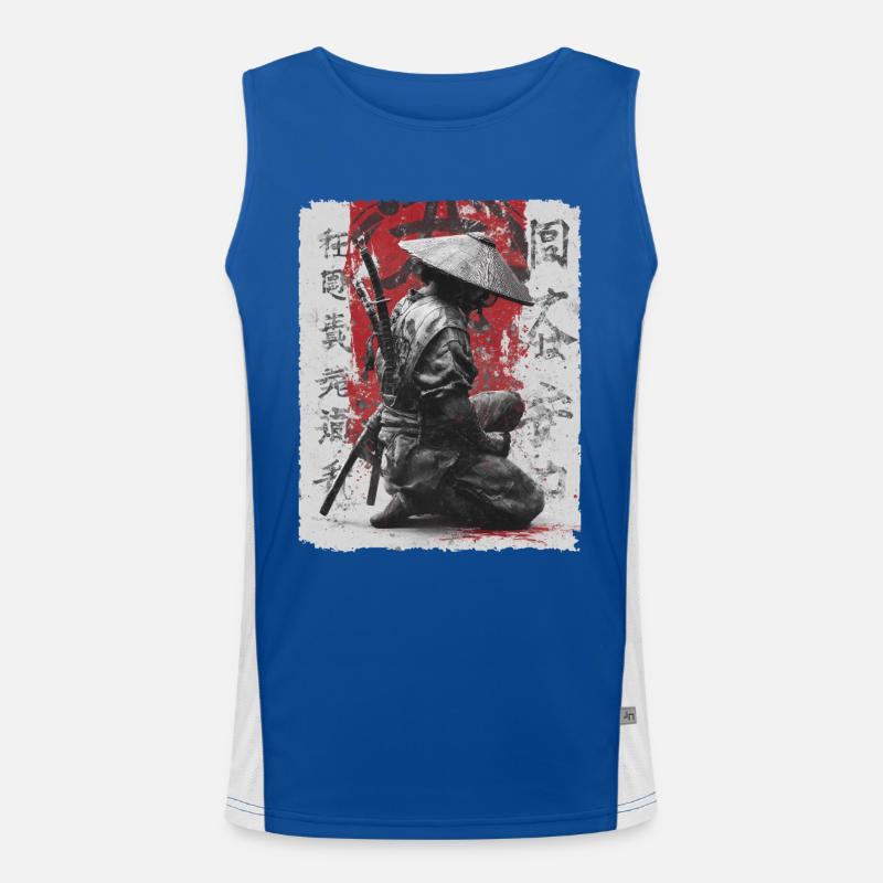 Samurai Sword Japanese Warrior, Fighter Ninja Men's Functional Contrast Tank Top 