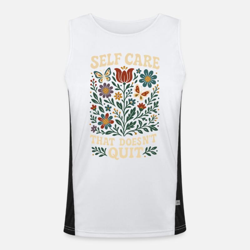 Self-care that never stops: Mindfulness - Men's Functional Contrast Tank Top  - white/black