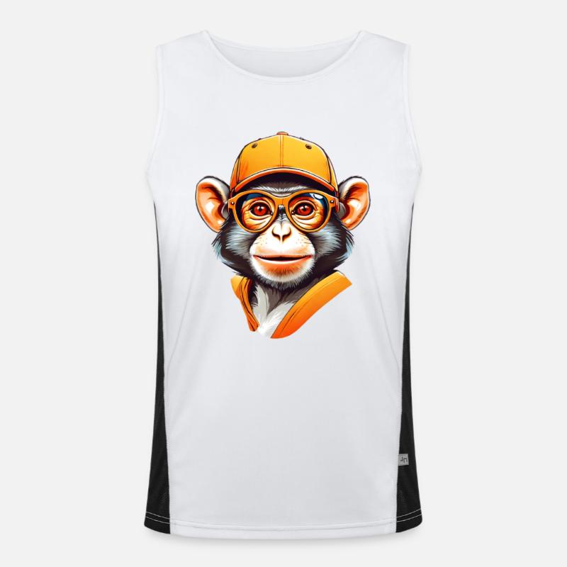 Cool Affe mit Cap und Brille Funktionelles Kontrast-Tank Top für Männer 