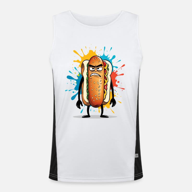 Wütender Hotdog mit Farbexplosion Funktionelles Kontrast-Tank Top für Männer 