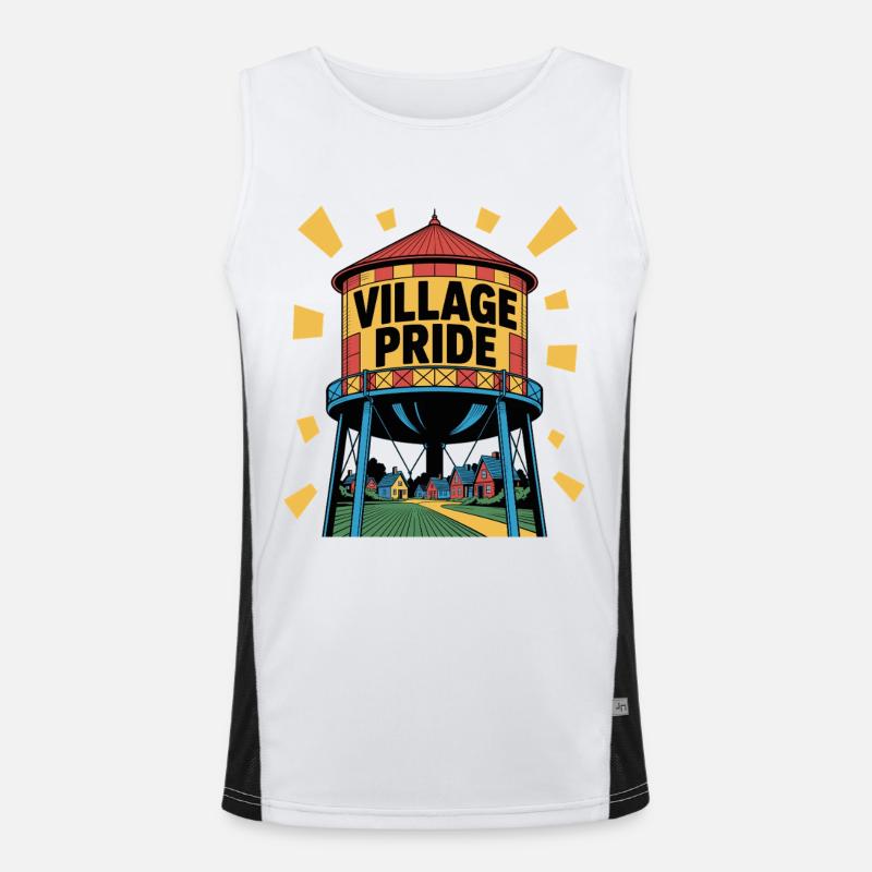 Château d'eau Pop Art Design de village coloré Débardeur respirant contrasté Homme 