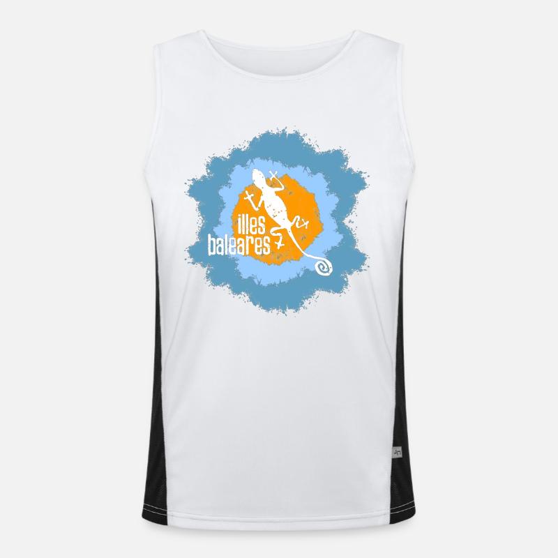 Lizard mit Inselmotiv und Textdesign Funktionelles Kontrast-Tank Top für Männer 