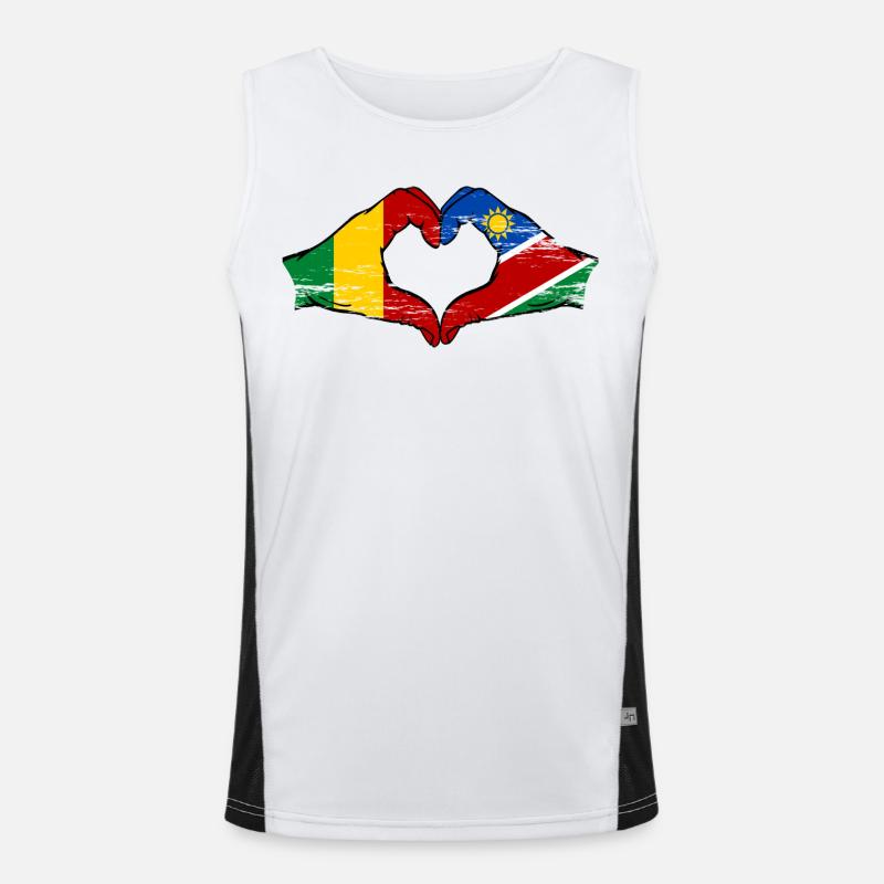 Mali Nairobi flag hands heart used Men's Functional Contrast Tank Top 