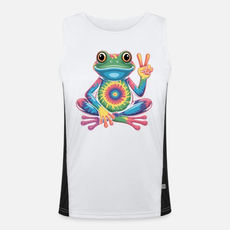 Frosch Tie-Dye Hippie Frieden Zeichen Funktionelles Kontrast-Tank Top für Männer 