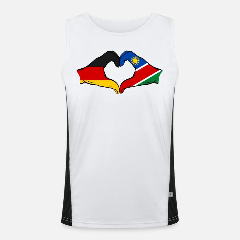 Germany Namibia Flag Hands Heart Shape - Men's Functional Contrast Tank Top  - white/black