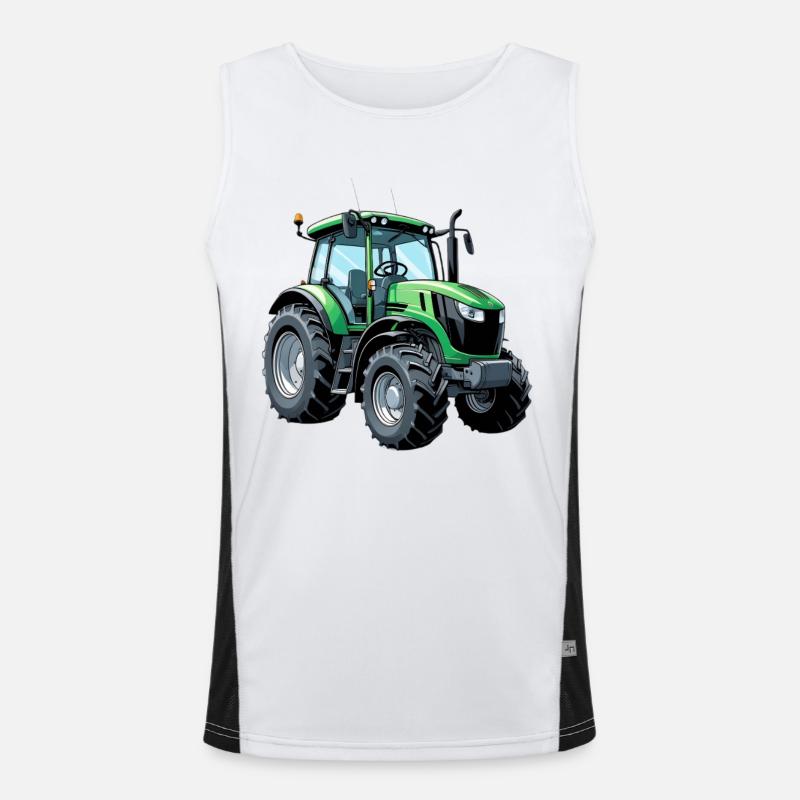 Grüner Traktor mit moderner Ästhetik Funktionelles Kontrast-Tank Top für Männer 