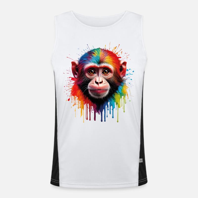 Bunter Affe mit Farbexplosion Funktionelles Kontrast-Tank Top für Männer 