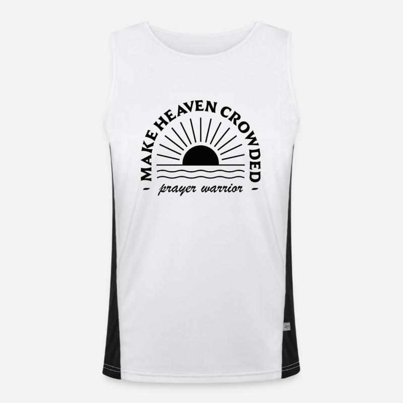 Christian heaven funny quotes prayer warrior retro Men's Functional Contrast Tank Top 