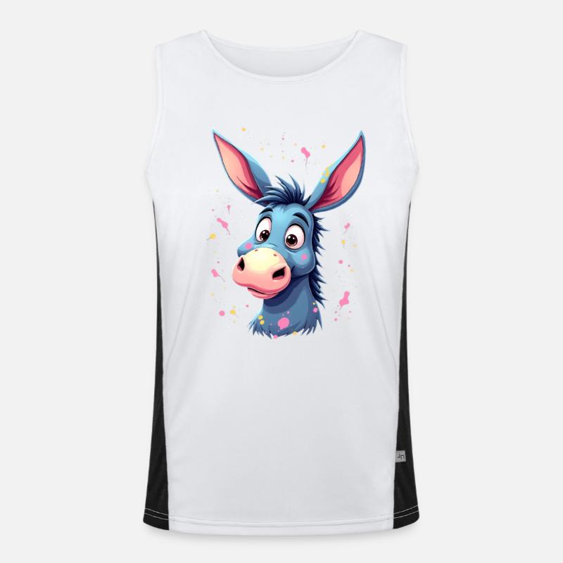 Charmantes Eselfigur mit bunter Spritztechnik Funktionelles Kontrast-Tank Top für Männer 