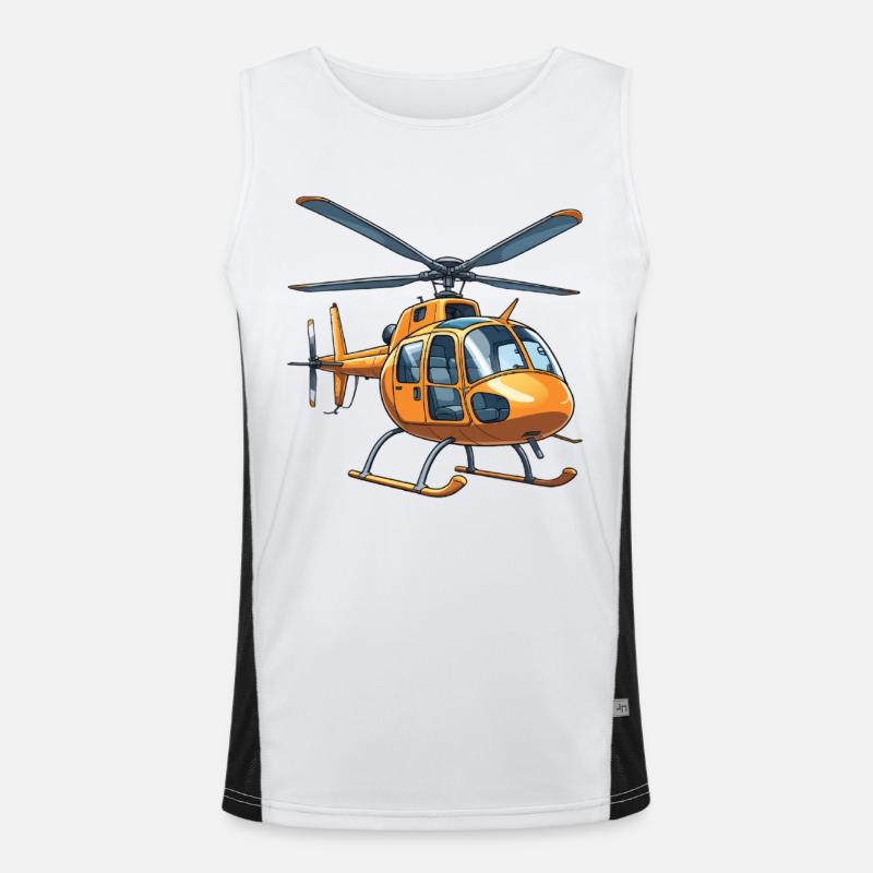 Helicopter Comic Grafik Design Funktionelles Kontrast-Tank Top für Männer 