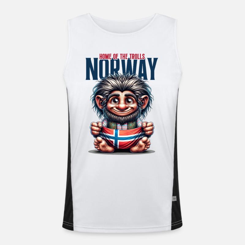 Norwegischer Troll mit Flagge Funktionelles Kontrast-Tank Top für Männer 