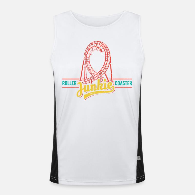 Rollercoaster Junkie - Roller Coaster - Loop - Men's Functional Contrast Tank Top  - white/black