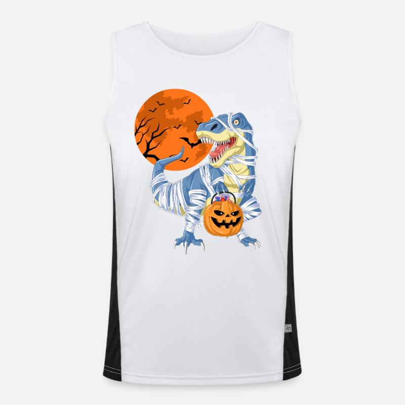 Halloween Dinosaurier Kostüm Design Funktionelles Kontrast-Tank Top für Männer 