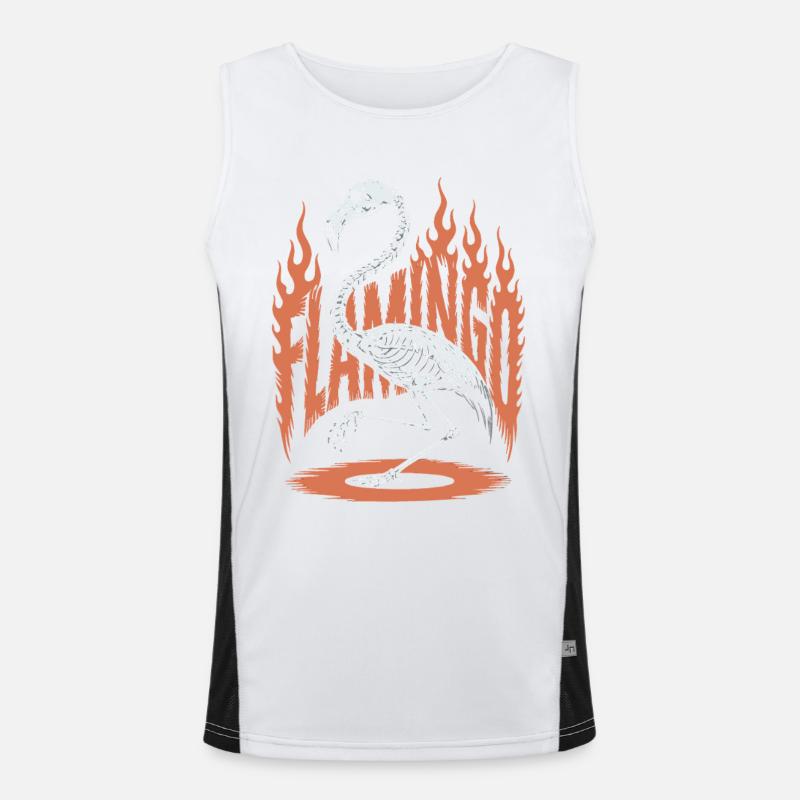 Flamingo Flames Skeleton Halloween - Men's Functional Contrast Tank Top  - white/black