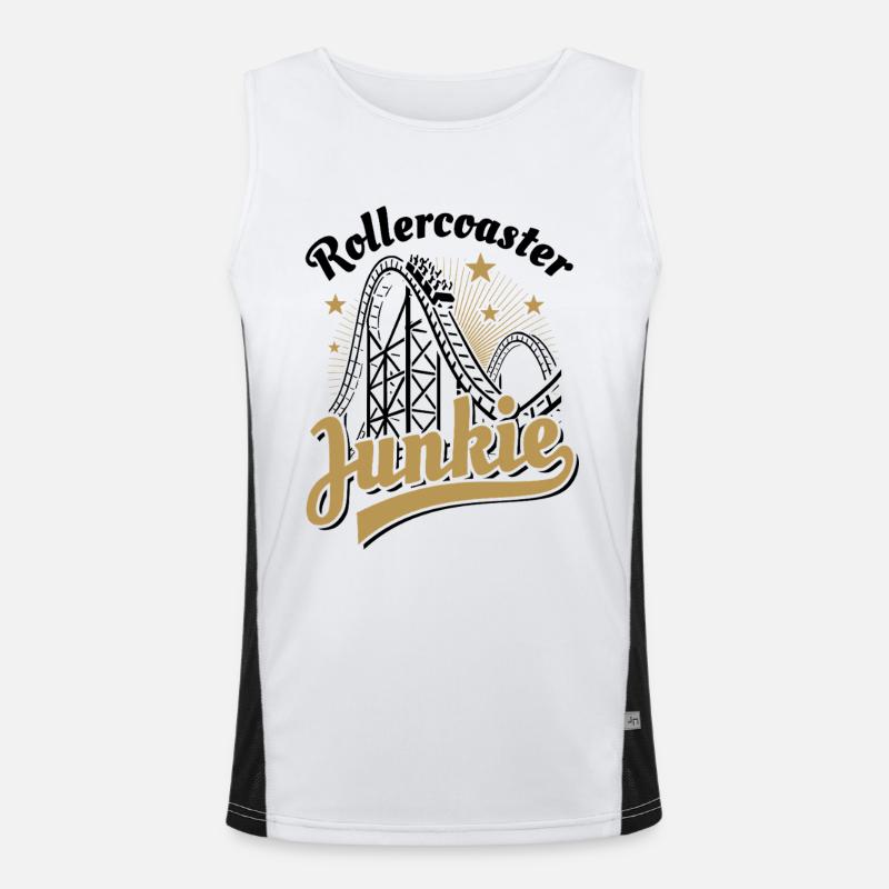 Rollercoaster Junkie - Roller Coaster - Loop - Men's Functional Contrast Tank Top  - white/black