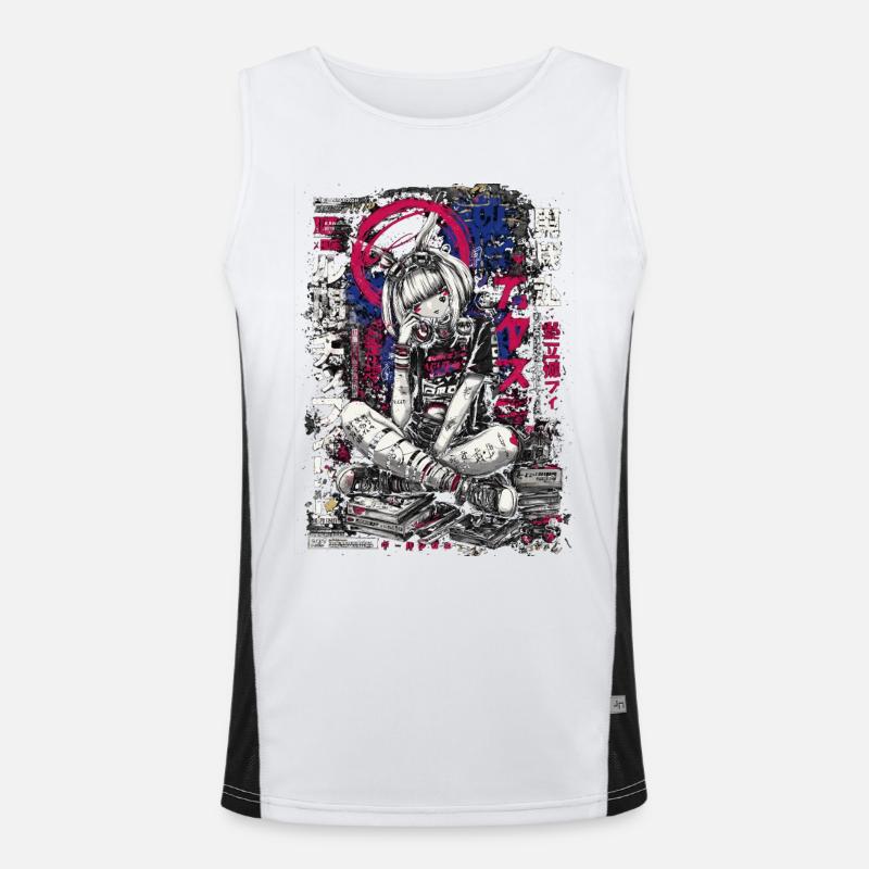 Fille cyberpunk avec un design graffiti Débardeur respirant contrasté Homme 