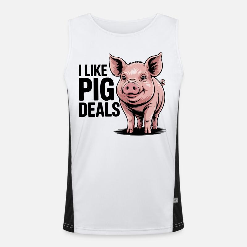 Cheerful Pig Illustration for Apparel Men's Functional Contrast Tank Top 
