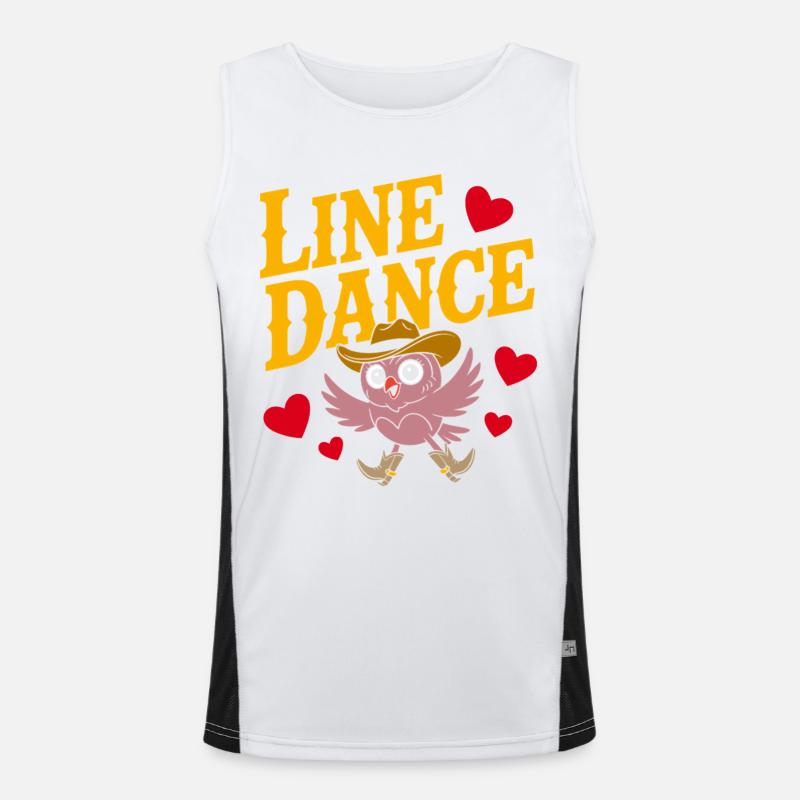 Line dance owl with hat - Men's Functional Contrast Tank Top - white/black