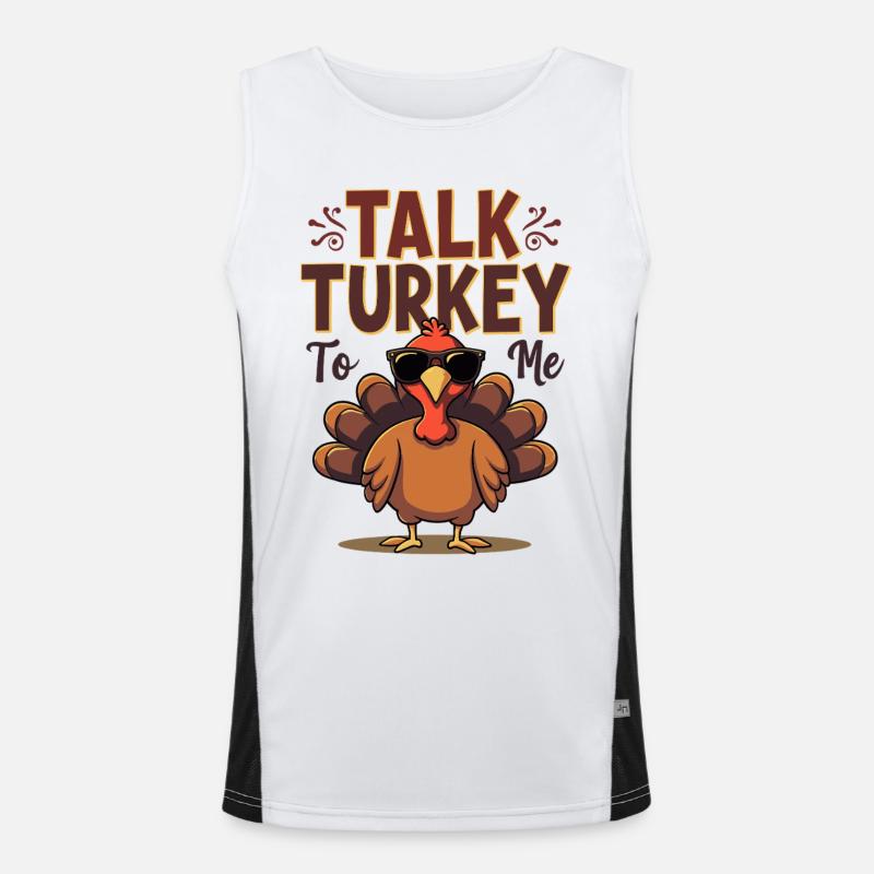 Talk Turkey To Me - Cooler Thanksgiving Spruch Funktionelles Kontrast-Tank Top für Männer 