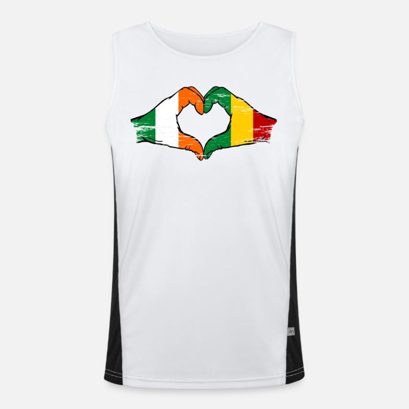 Ireland Guinea Flag Hands Heart Shape used Men's Functional Contrast Tank Top 