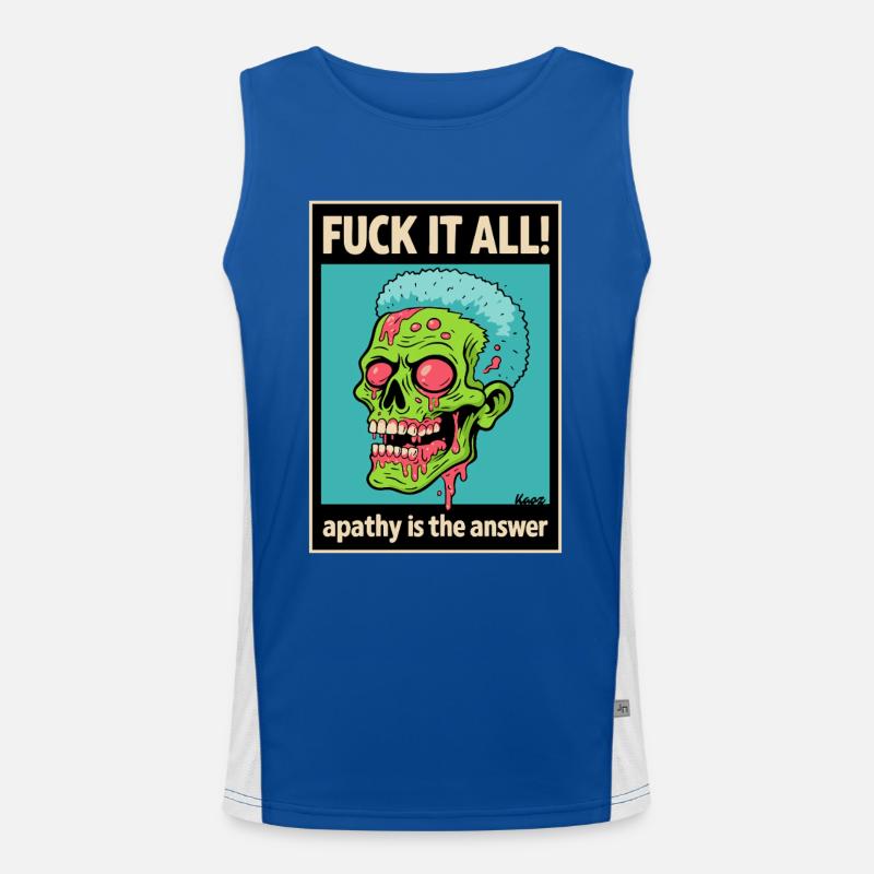 Zombie Totenschädel mit mutigem Statement Funktionelles Kontrast-Tank Top für Männer 