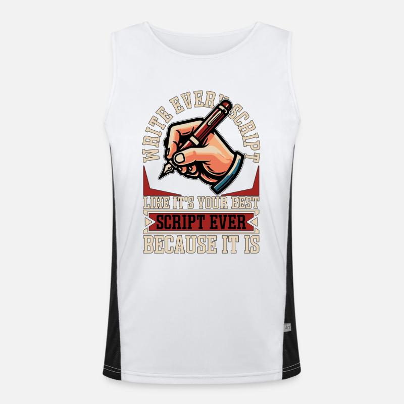 Screenwriter Write Every Script Like Scripwriting - Men's Functional Contrast Tank Top  - white/black