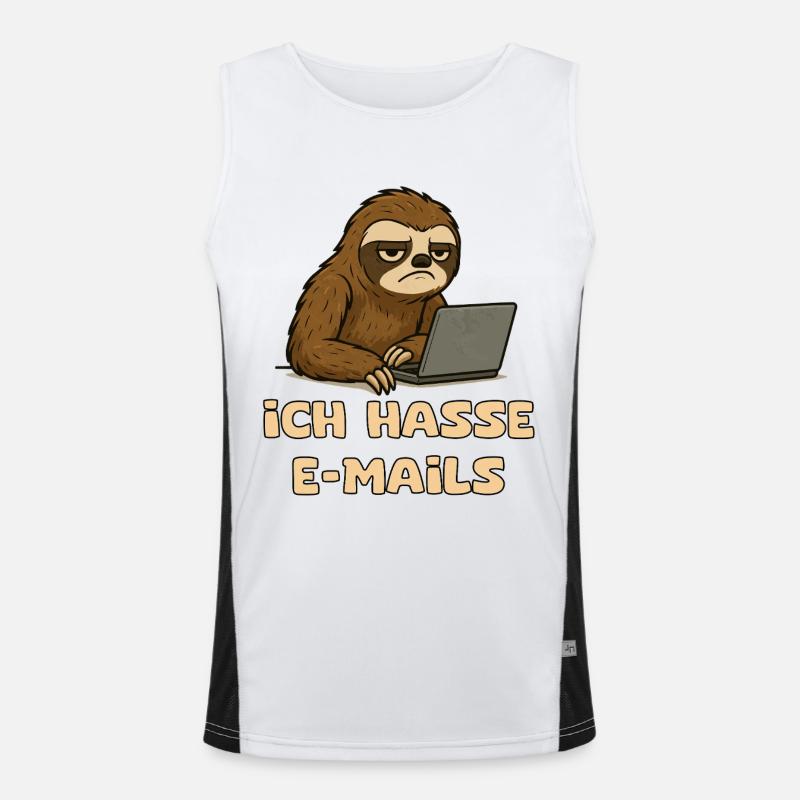 Lässiger Faultier-Design mit E-Mail-Sarkasmus Funktionelles Kontrast-Tank Top für Männer 