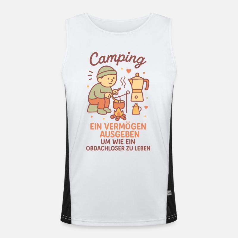 Camping ein Leben ohne Heim lustiger Camper Spruch Funktionelles Kontrast-Tank Top für Männer 