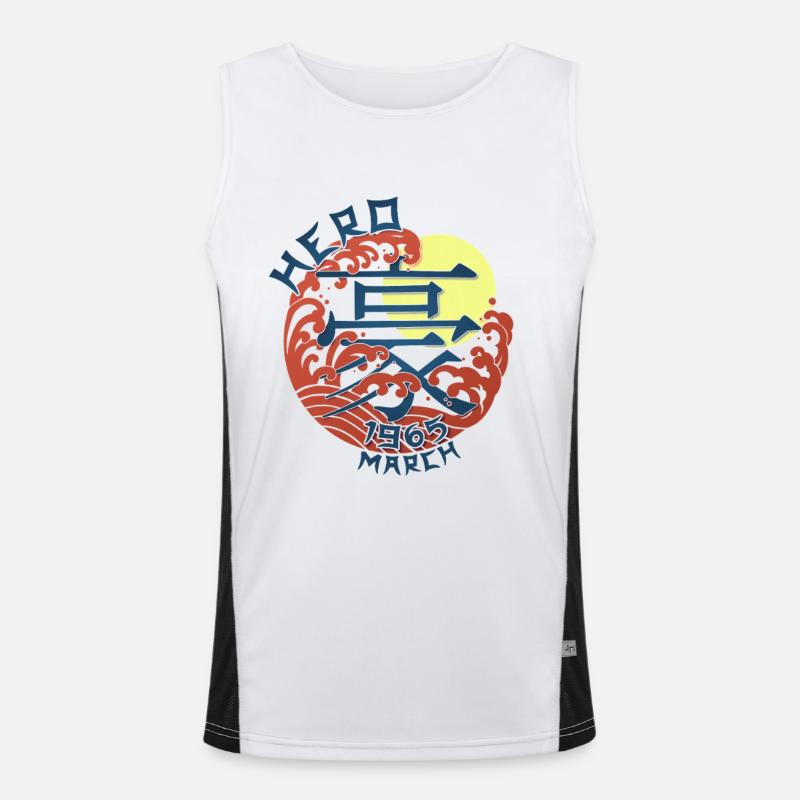 Japan Hero since March 1965 Geburtstaggeschenk Funktionelles Kontrast-Tank Top für Männer 