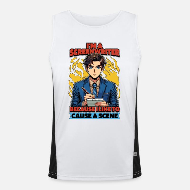 I'm A Screenwriter Because I Like To Scriptwriting Funktionelles Kontrast-Tank Top für Männer 