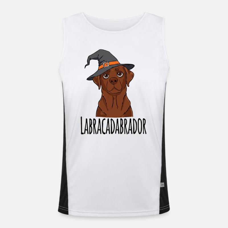 Labracadabrador witch hat design - Men's Functional Contrast Tank Top - white/black