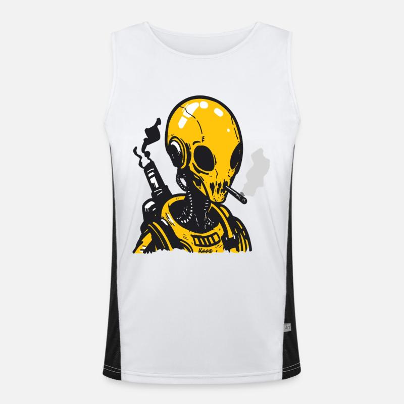 Futuristisches Schädel Astronaut Design Funktionelles Kontrast-Tank Top für Männer 