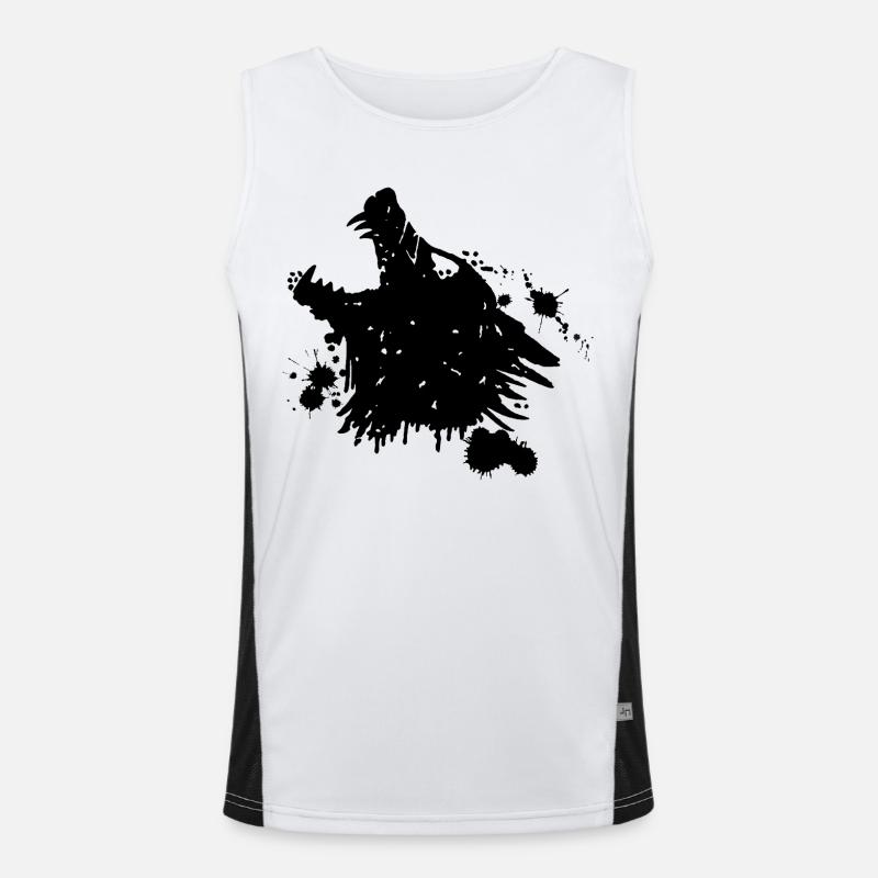 Howling Black Wolf Men's Functional Contrast Tank Top 