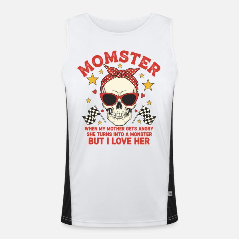 Monstermutter mit retro Skulls Design Funktionelles Kontrast-Tank Top für Männer 