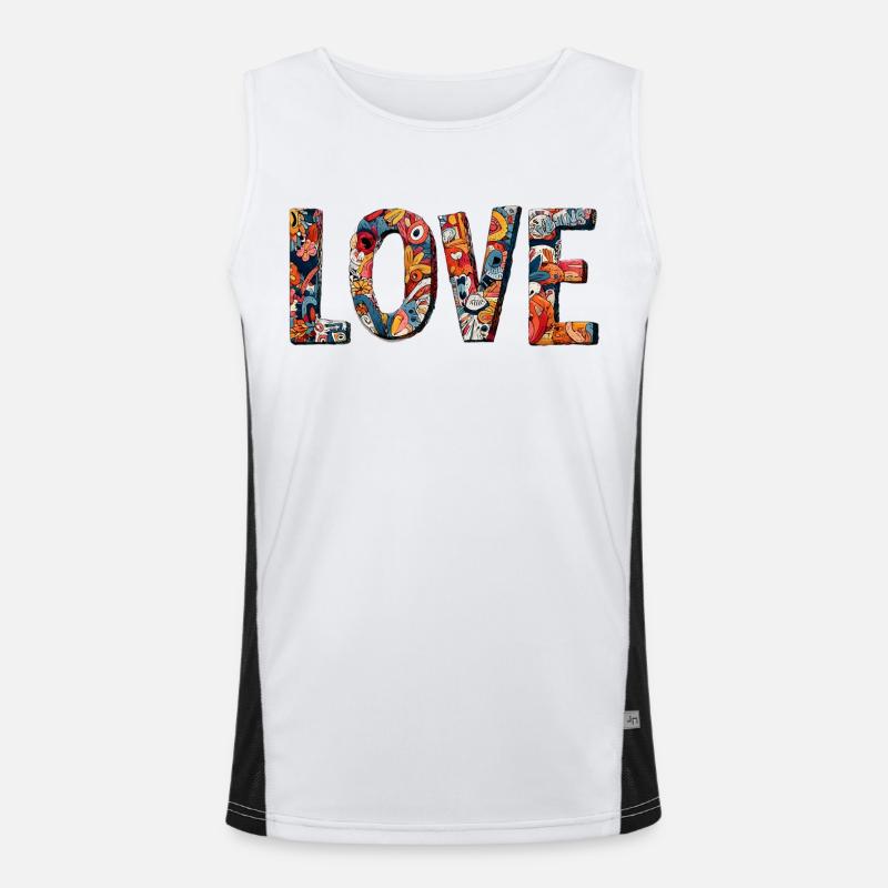 Conception créative de graffitis LOVE Débardeur respirant contrasté Homme 
