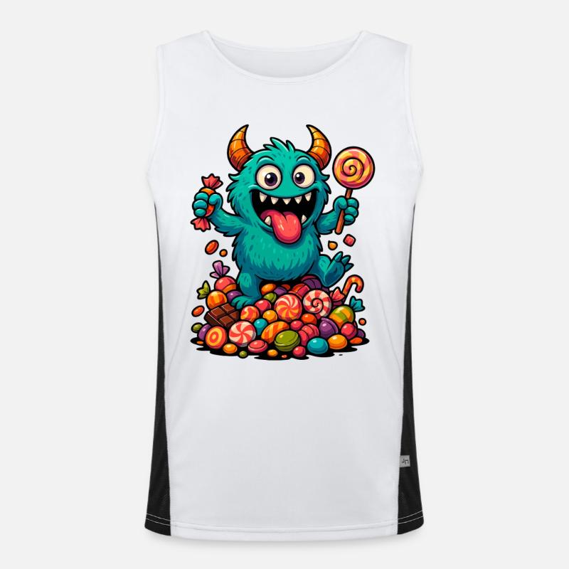 Playful troll artwork with sweets Men's Functional Contrast Tank Top 