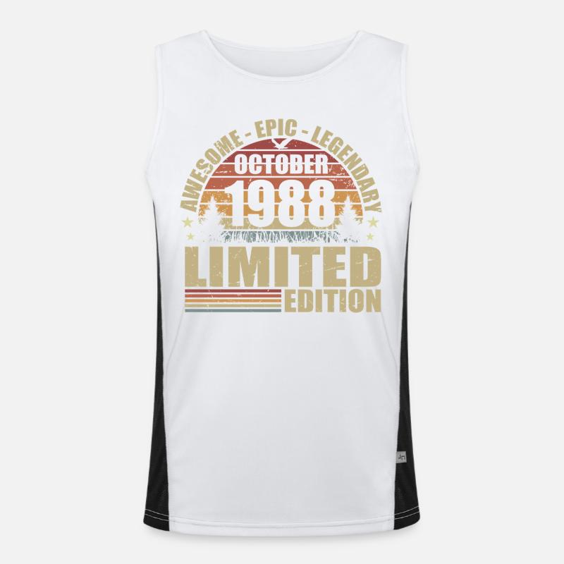 37th Anniversary Retro October 1988 - October 1988 Men's Functional Contrast Tank Top 