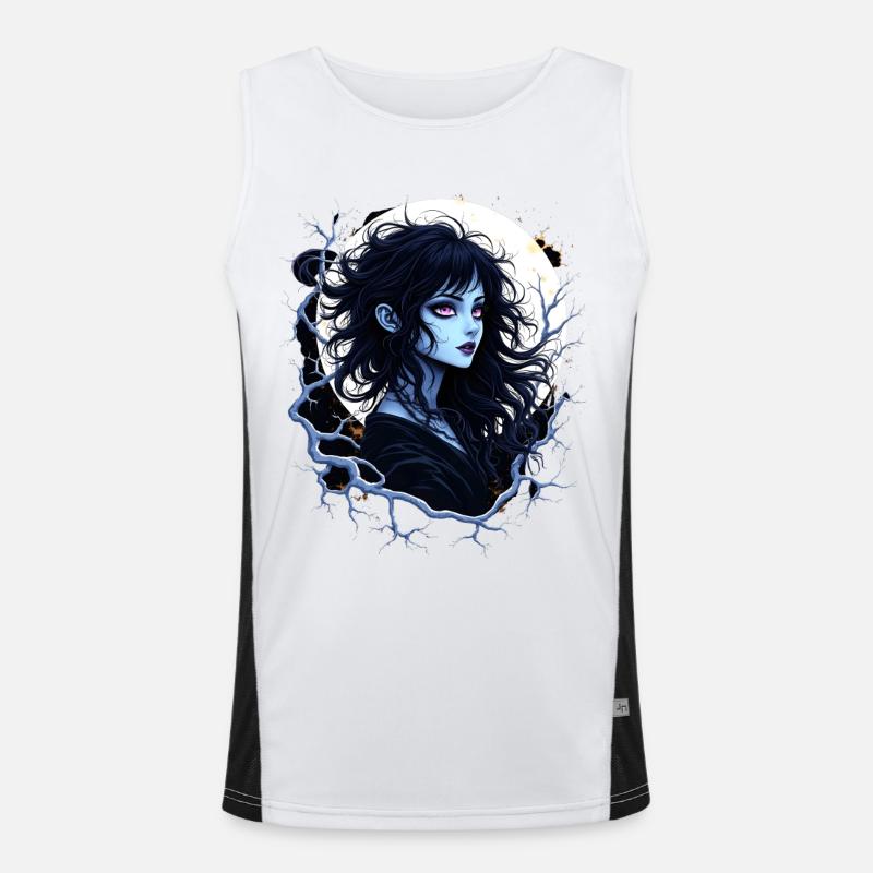 Moonlight Shadow Spell Anime - Men's Functional Contrast Tank Top  - white/black