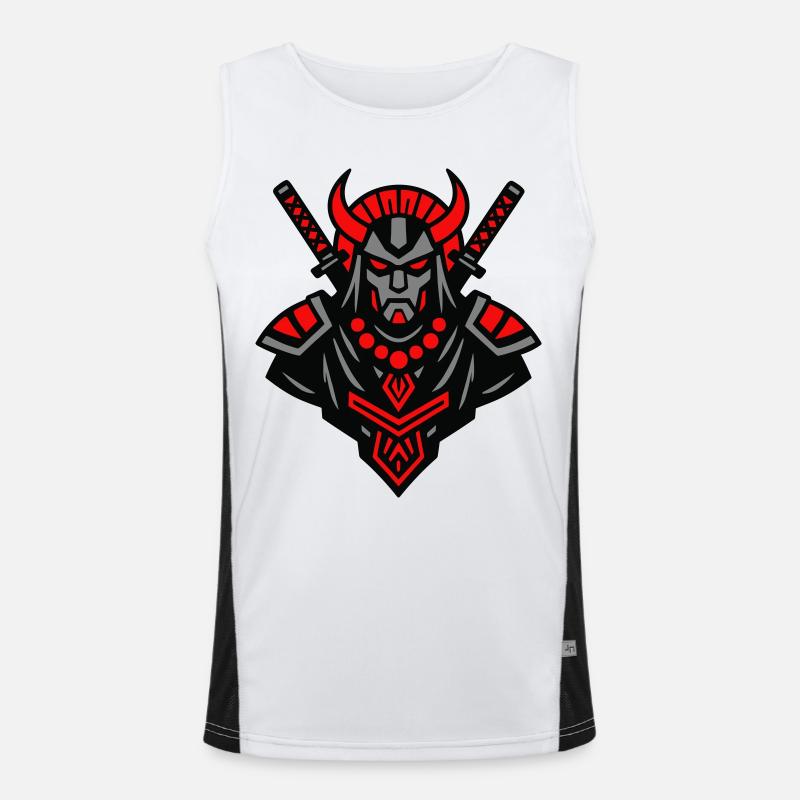 Samurai Devil Warrior - Men's Functional Contrast Tank Top  - white/black