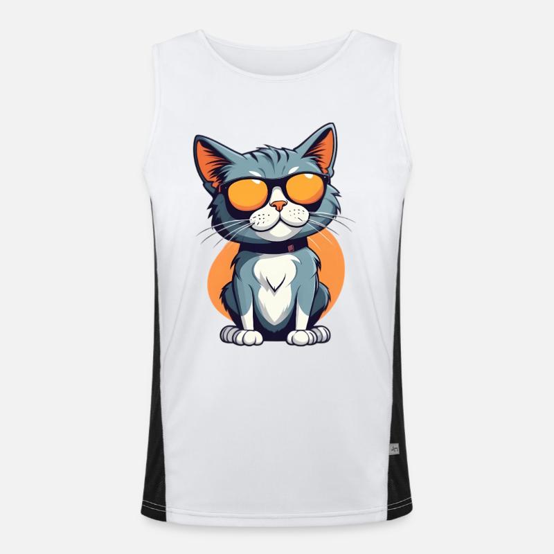 Illustration de chat décontractée avec des lunettes de soleil Débardeur respirant contrasté Homme 