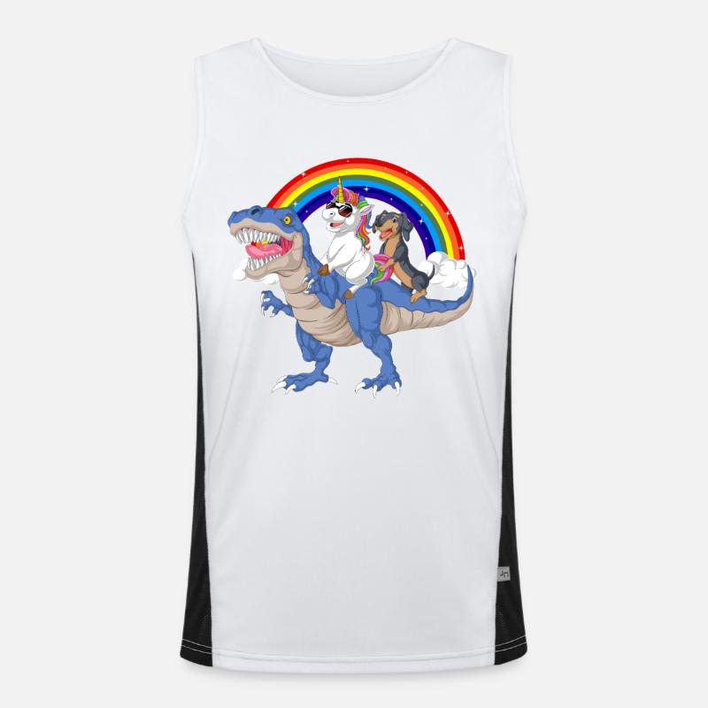 Dachshund Unicorn T-Rex Tee Men's Functional Contrast Tank Top 