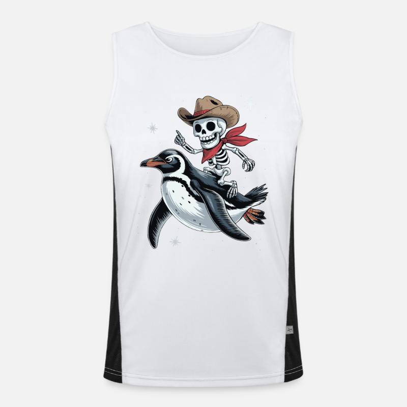 Cuddly Penguin with Skull Rider Men's Functional Contrast Tank Top 