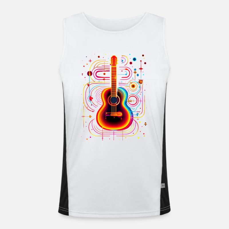 Neon Guitar with Psychedelic Effect - Men's Functional Contrast Tank Top  - white/black